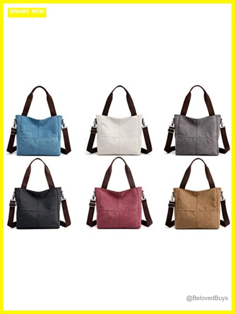 Canvas Tote Bag Shoulder Crossbody Work Travel Small Satchel Purse
